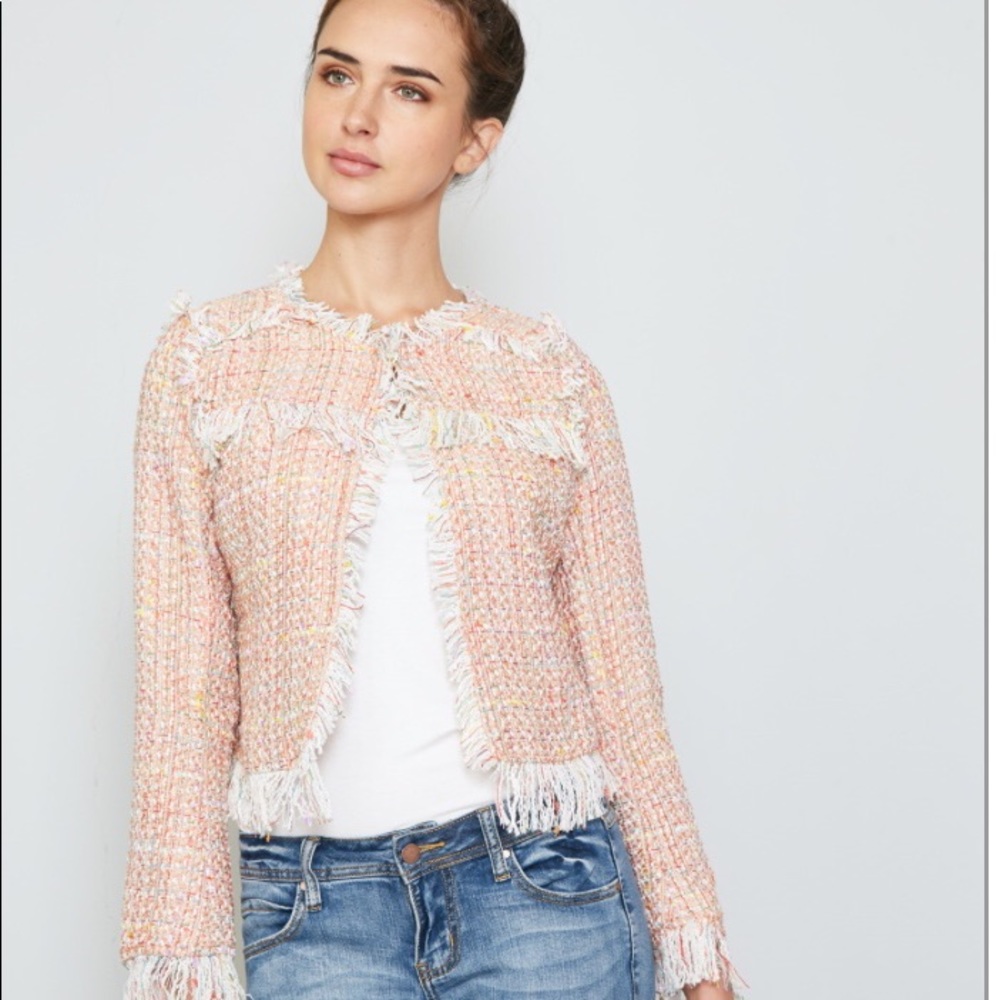 Tweed classic frayed edge blazer